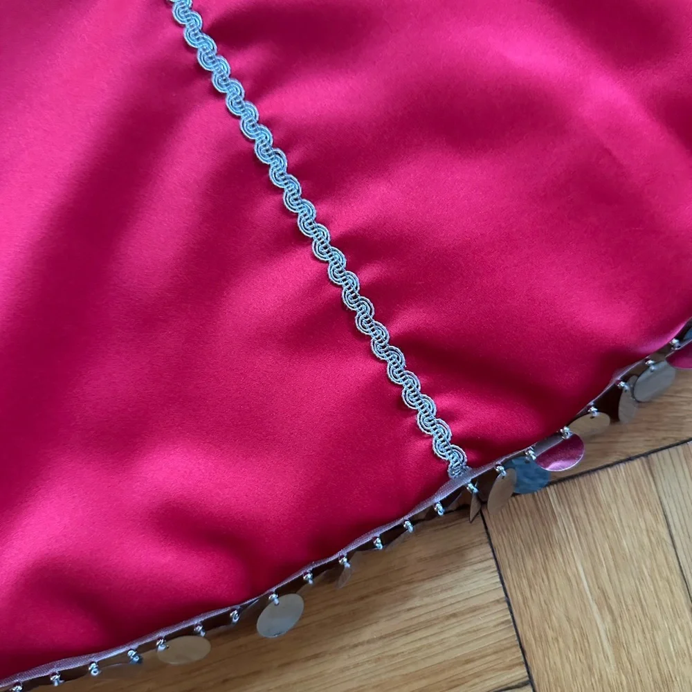 Handmade Vintage Christmas Reversible Red & Green Christmas Tree Skirt. 41”